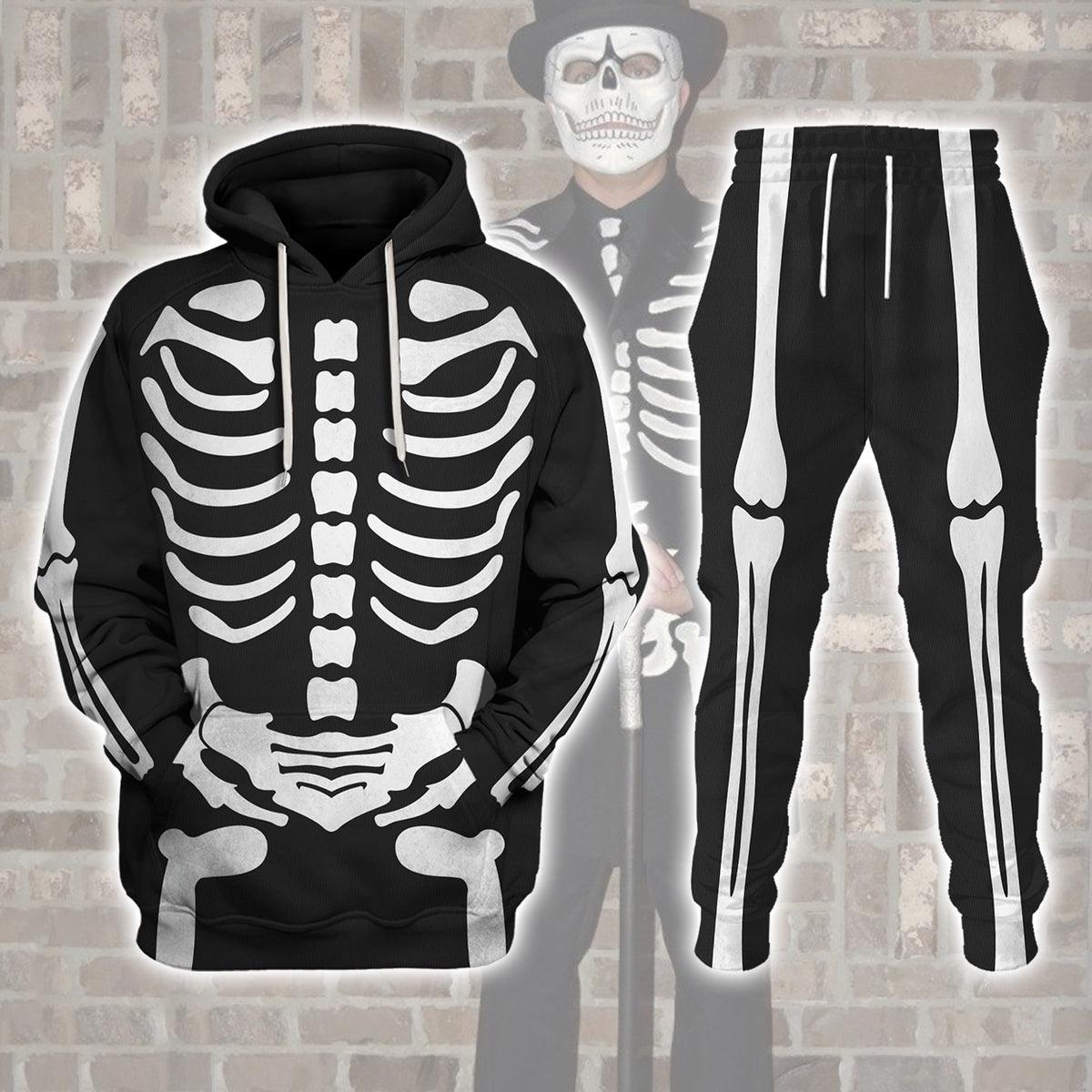 Gearhomie Skeleton Bone Print Halloween Fancy Dress Costume Hoodie Sweatshirt T-Shirt Tracksuit - Gearhomie.com