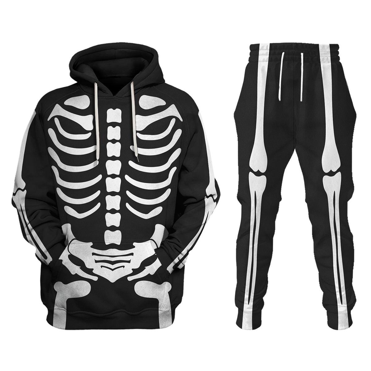Gearhomie Skeleton Bone Print Halloween Fancy Dress Costume Hoodie Sweatshirt T-Shirt Tracksuit - Gearhomie.com