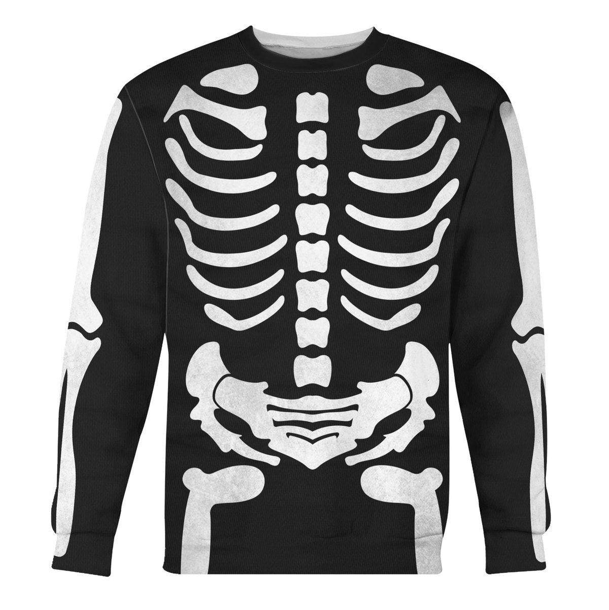 Gearhomie Skeleton Bone Print Halloween Fancy Dress Costume Hoodie Sweatshirt T-Shirt Tracksuit - Gearhomie.com