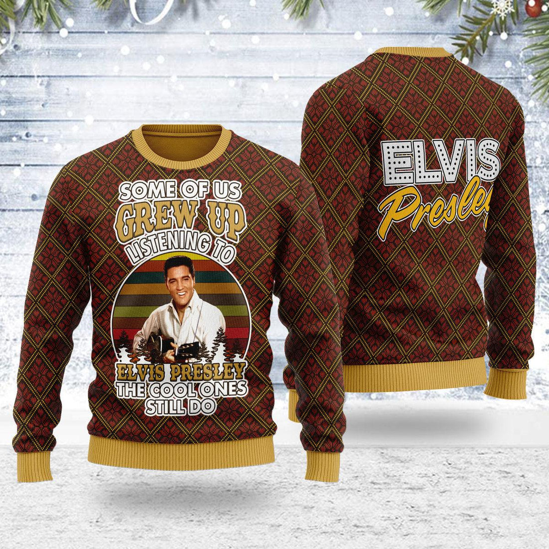 Gearhomie Some of us Grew up Listening to Elvis Christmas Ugly Sweater - Gearhomie.com