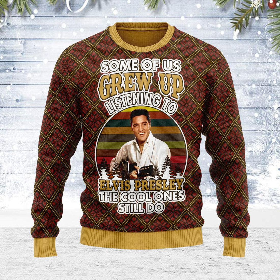 Gearhomie Some of us Grew up Listening to Elvis Christmas Ugly Sweater - Gearhomie.com