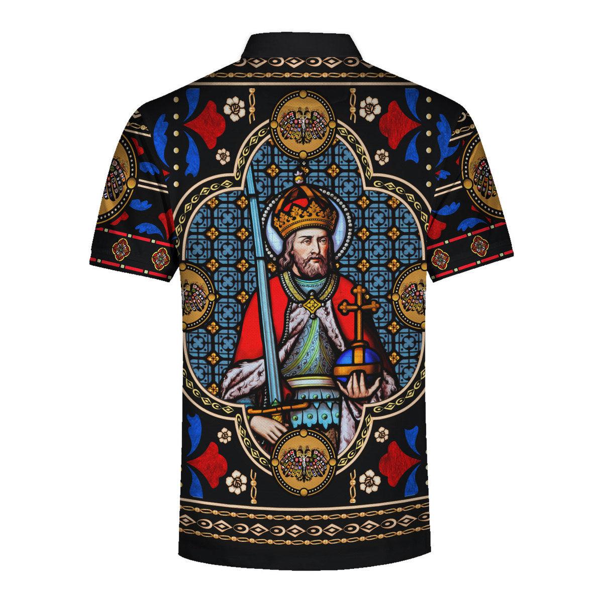 Gearhomie Stained Glass - Charlemagne Hawaiian Shirt Polo Shirt Beach short - Gearhomie.com