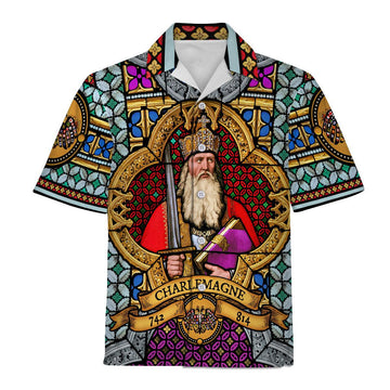 Gearhomie Stained Glass Window of Charlemagne Hawaiian Shirt Polo Shirt Beach short - Gearhomie.com