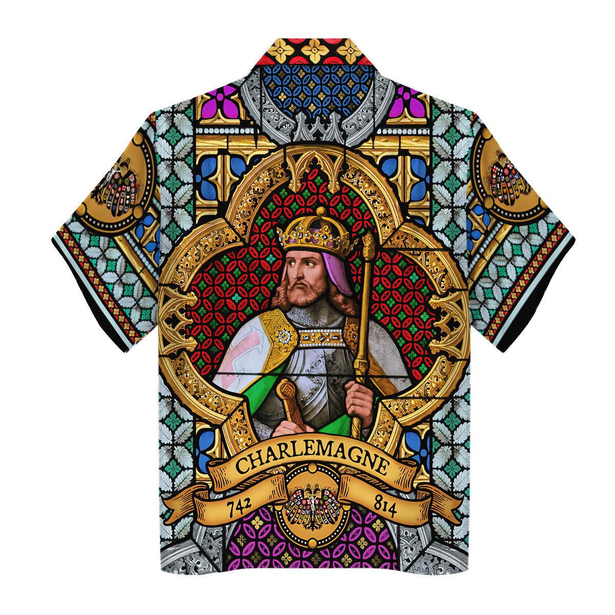 Gearhomie Stained Glass Window of Charlemagne Hawaiian Shirt Polo Shirt Beach short - Gearhomie.com