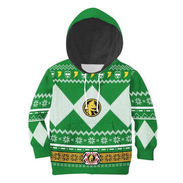 Gearhomie Unisex Kid Tops Pullover Sweatshirt Green Power Ranger 3D Apparel - Gearhomie.com