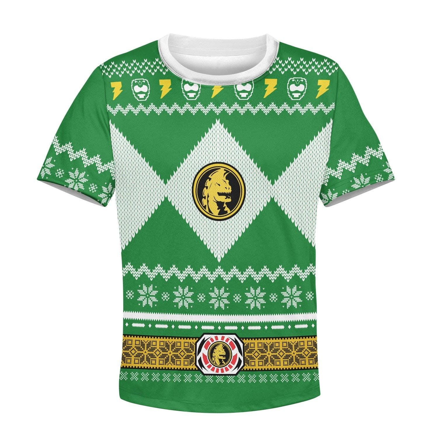 Gearhomie Unisex Kid Tops Pullover Sweatshirt Green Power Ranger 3D Apparel - Gearhomie.com