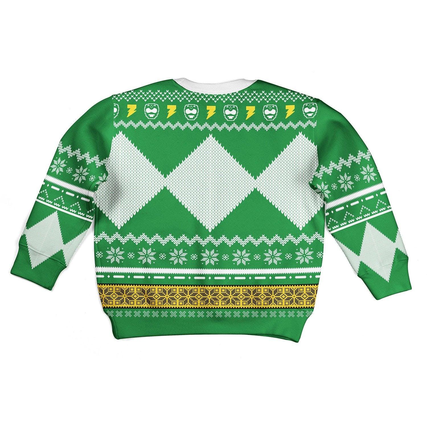 Gearhomie Unisex Kid Tops Pullover Sweatshirt Green Power Ranger 3D Apparel - Gearhomie.com