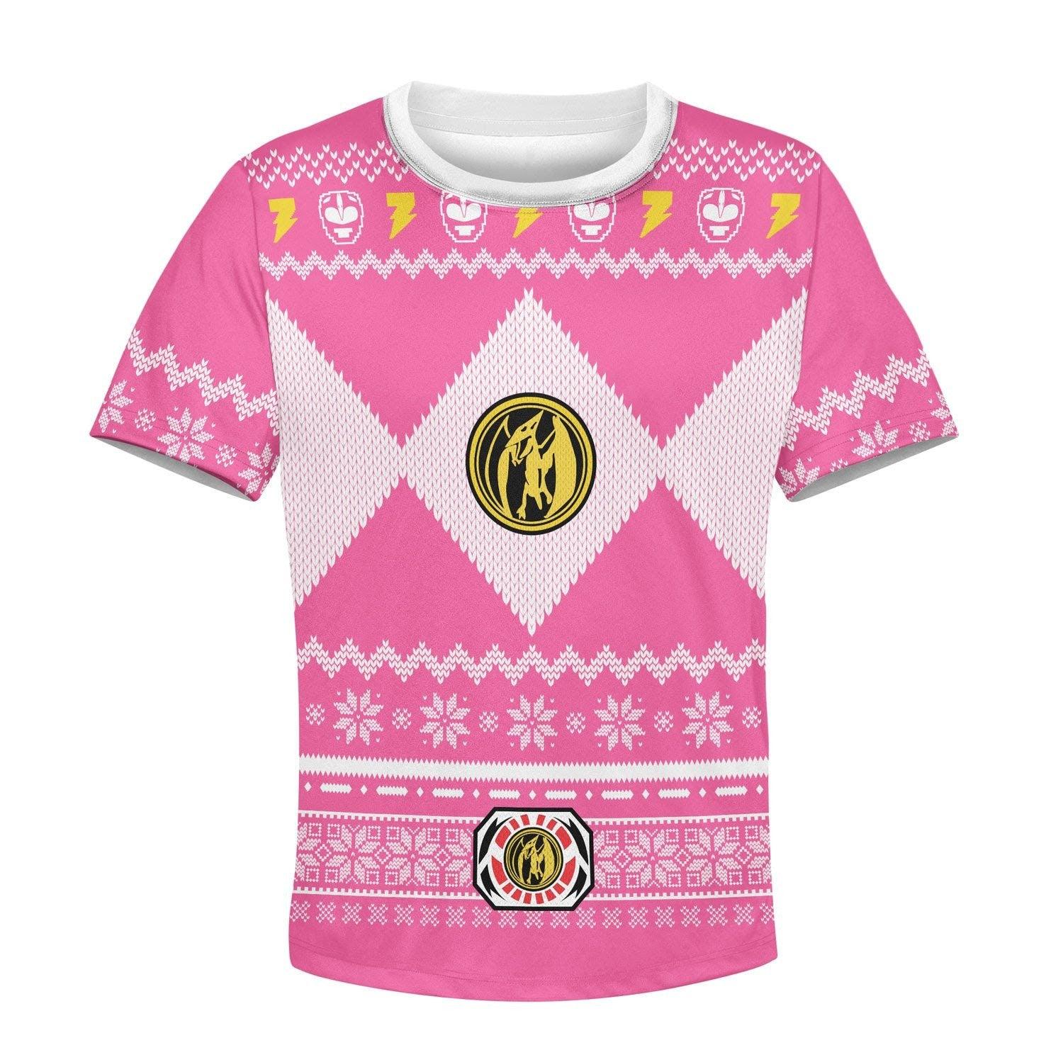 Gearhomie Unisex Kid Tops Pullover Sweatshirt Pink Power Ranger 3D Apparel - Gearhomie.com