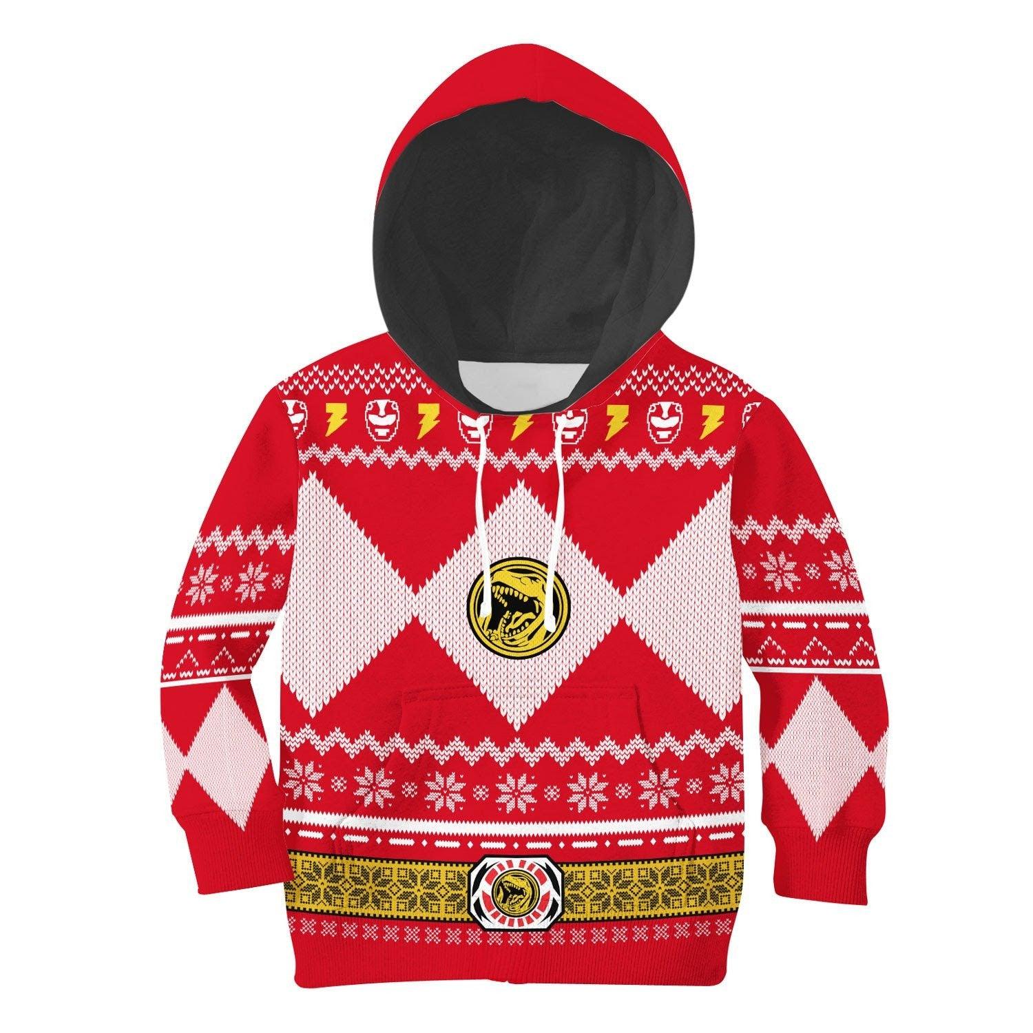 Gearhomie Unisex Kid Tops Pullover Sweatshirt Red Power Ranger 3D Apparel - Gearhomie.com