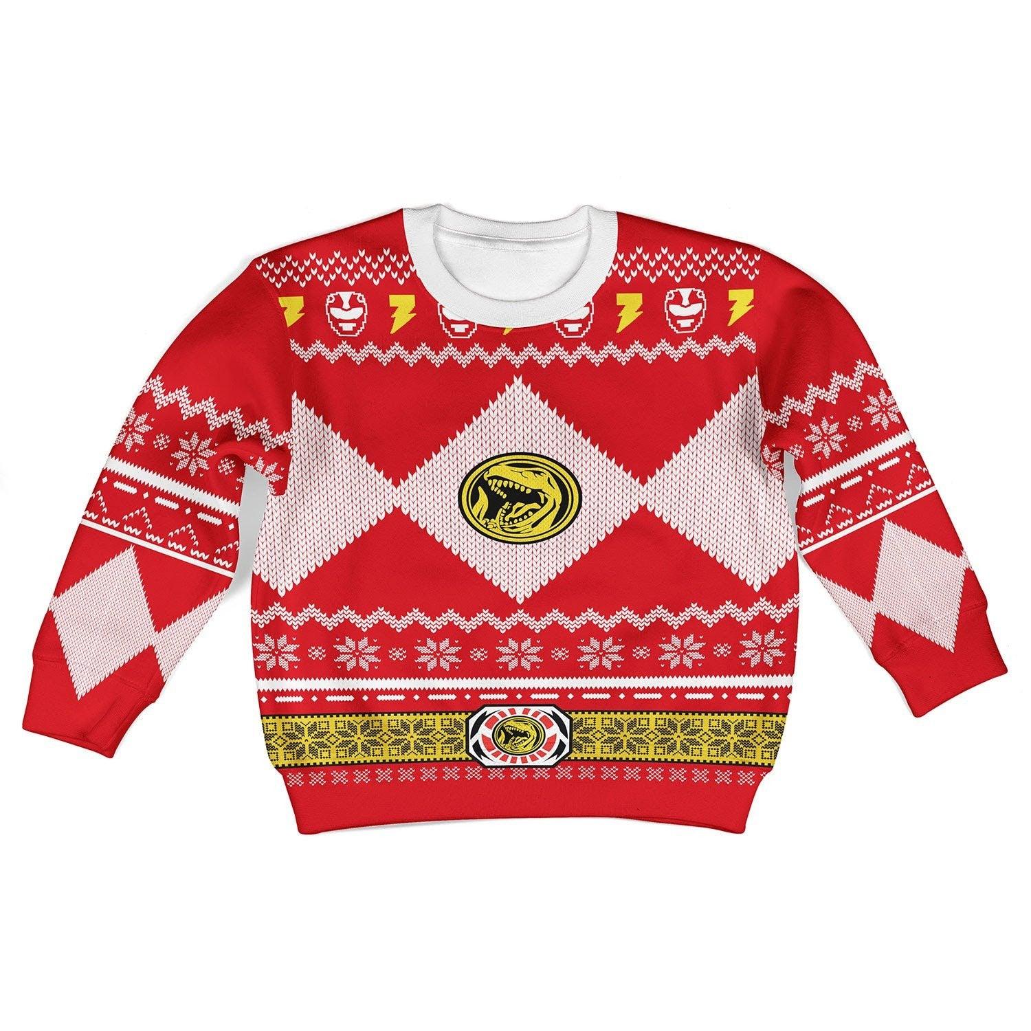 Gearhomie Unisex Kid Tops Pullover Sweatshirt Red Power Ranger 3D Apparel - Gearhomie.com