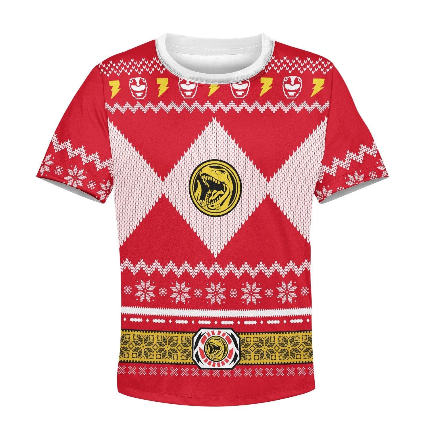 Gearhomie Unisex Kid Tops Pullover Sweatshirt Red Power Ranger 3D Apparel - Gearhomie.com