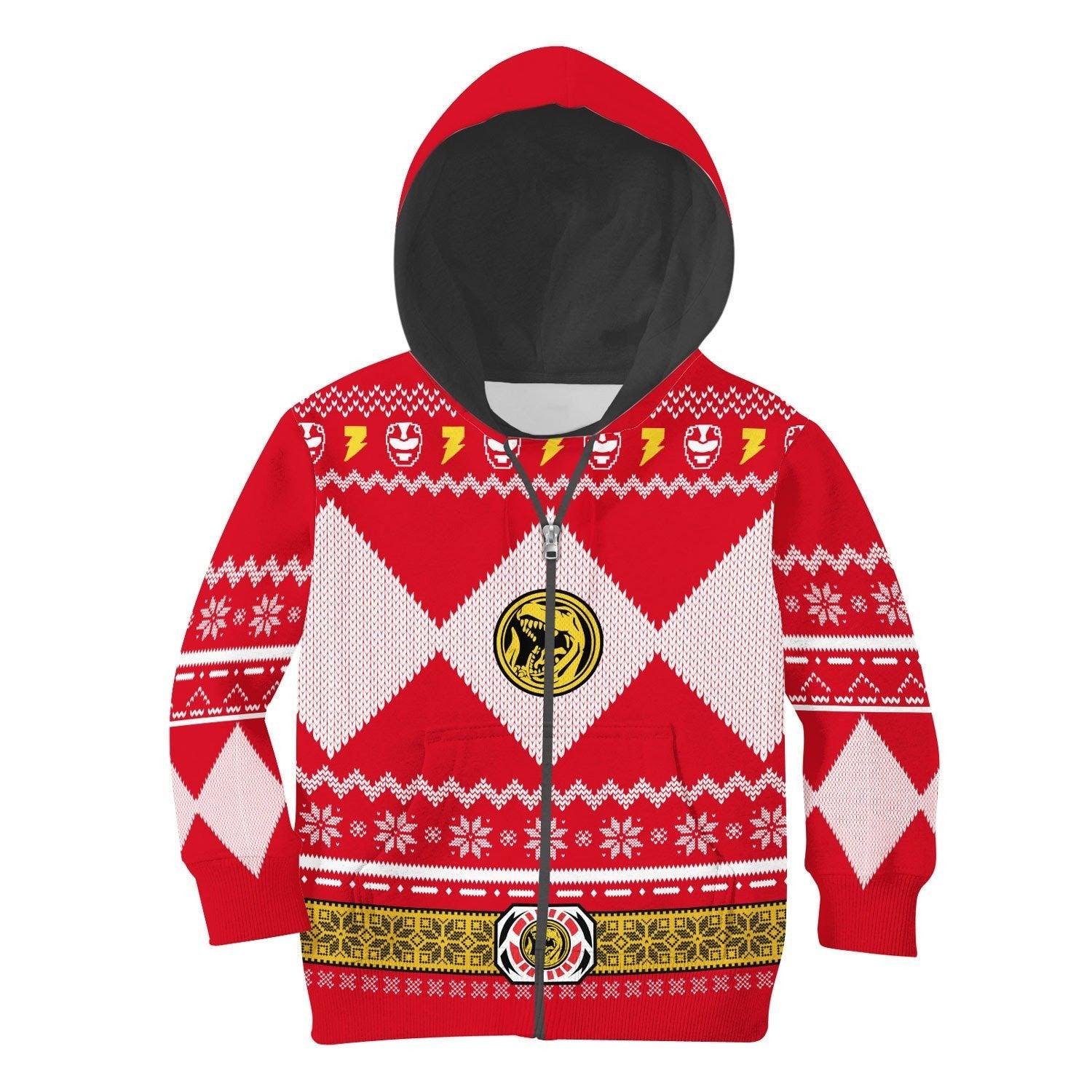 Gearhomie Unisex Kid Tops Pullover Sweatshirt Red Power Ranger 3D Apparel - Gearhomie.com