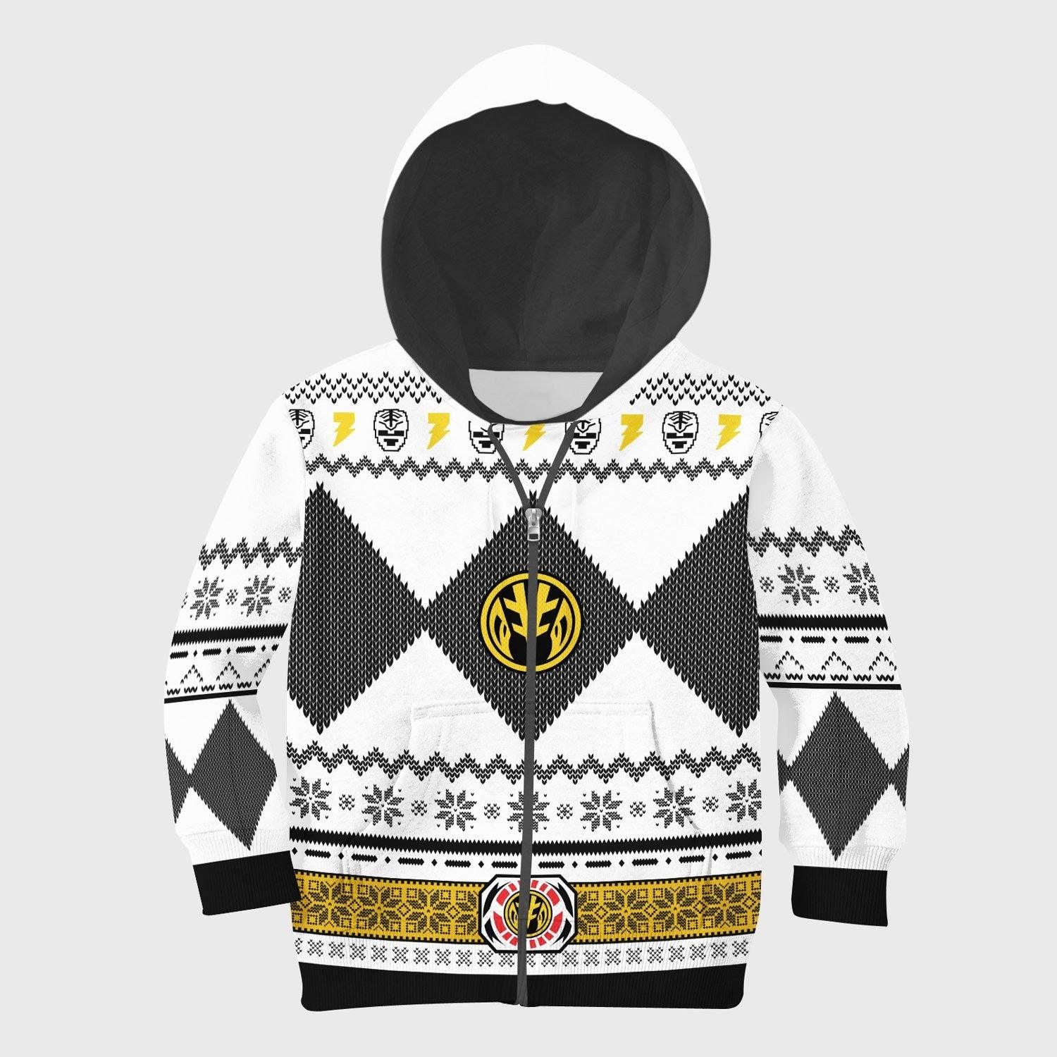 Gearhomie Unisex Kid Tops Pullover Sweatshirt White Power Ranger 3D Apparel - Gearhomie.com