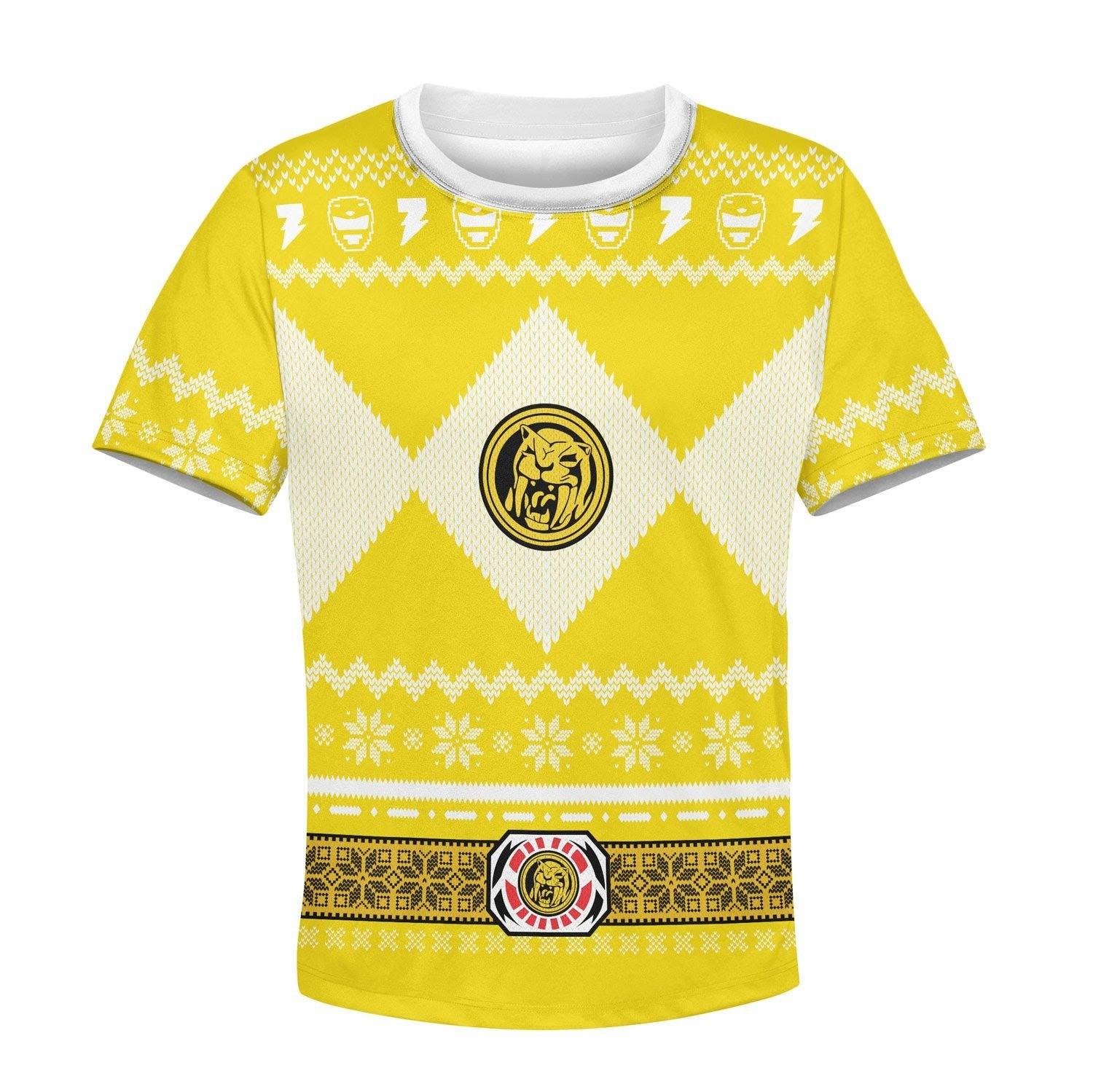 Gearhomie Unisex Kid Tops Pullover Sweatshirt Yellow Power Ranger 3D Apparel - Gearhomie.com