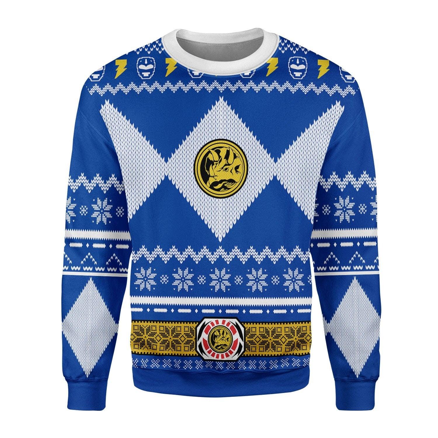 Gearhomie Unisex Tops Pullover Sweatshirt Blue Power Ranger 3D Costumes - Gearhomie.com