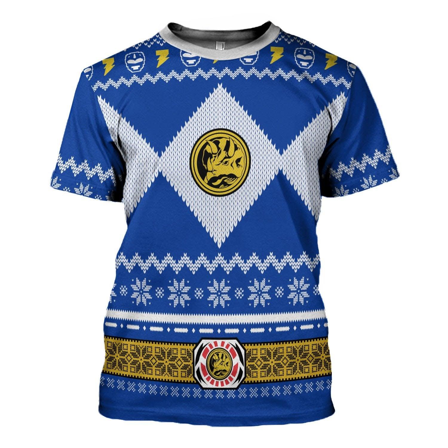 Gearhomie Unisex Tops Pullover Sweatshirt Blue Power Ranger 3D Costumes - Gearhomie.com