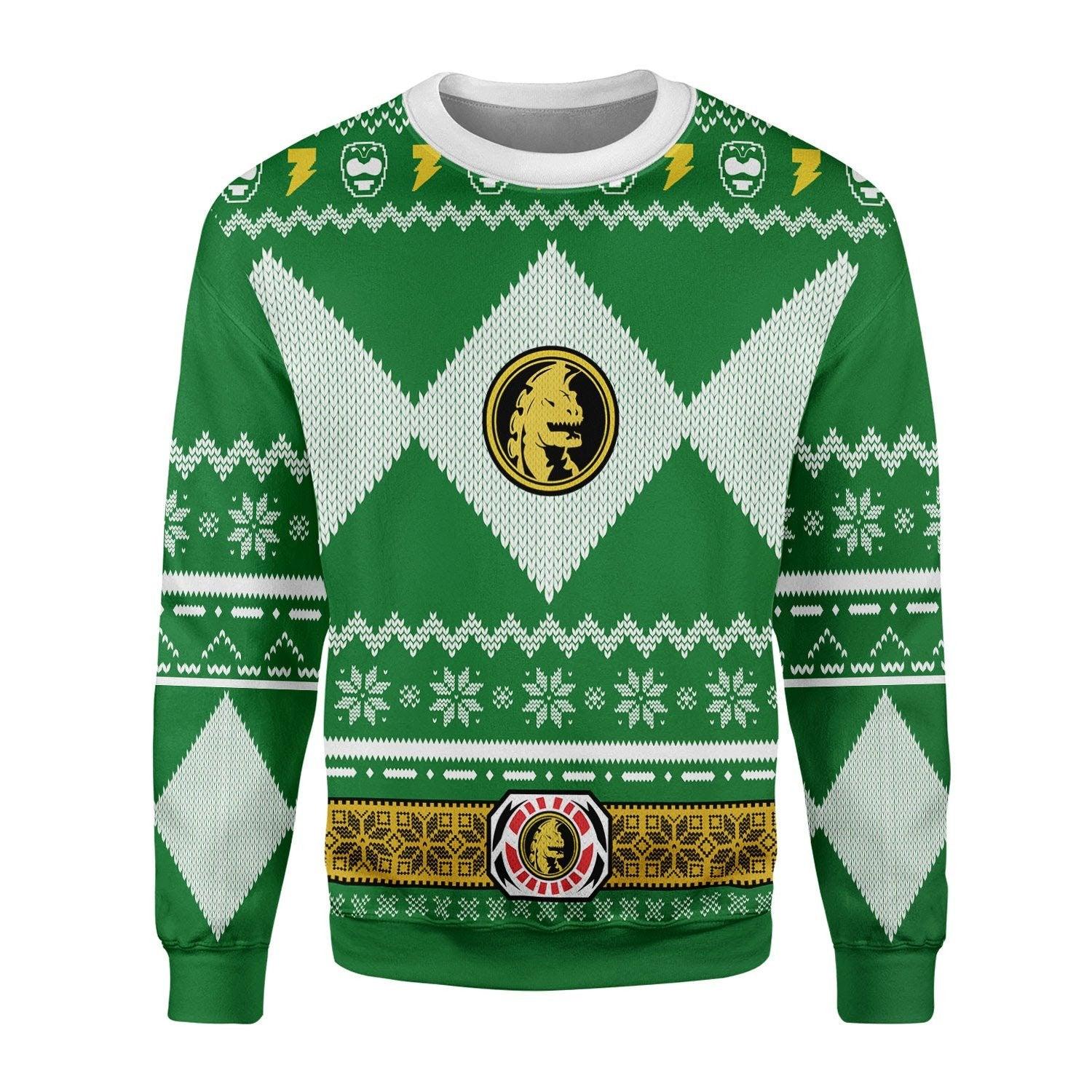 Gearhomie Unisex Tops Pullover Sweatshirt Green Power Ranger 3D Costumes - Gearhomie.com