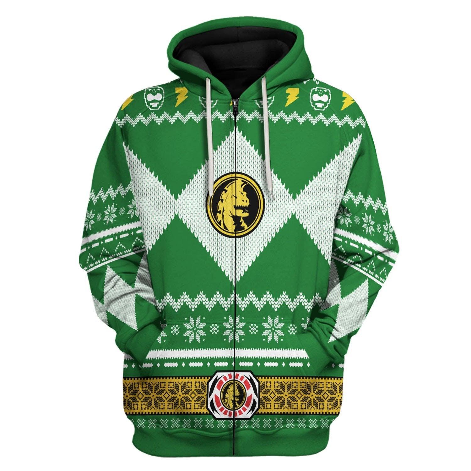Gearhomie Unisex Tops Pullover Sweatshirt Green Power Ranger 3D Costumes - Gearhomie.com