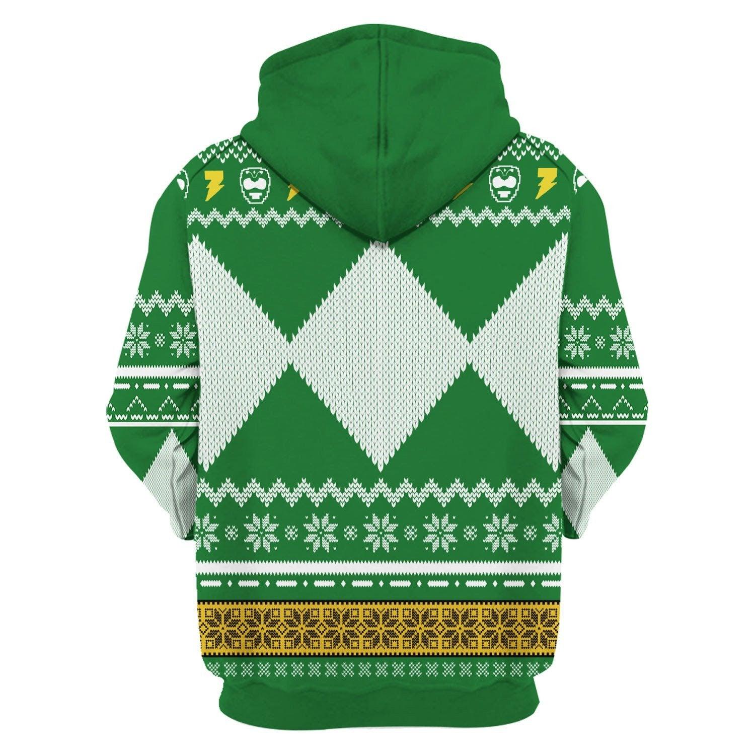 Gearhomie Unisex Tops Pullover Sweatshirt Green Power Ranger 3D Costumes - Gearhomie.com