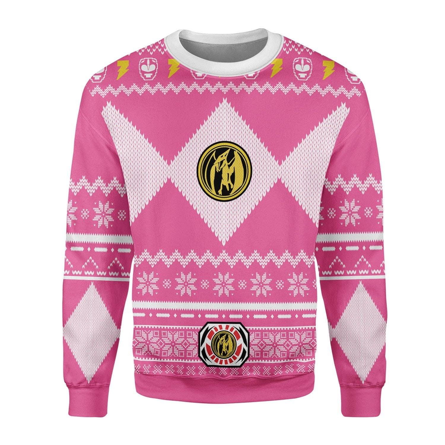 Gearhomie Unisex Tops Pullover Sweatshirt Pink Power Ranger 3D Costumes - Gearhomie.com