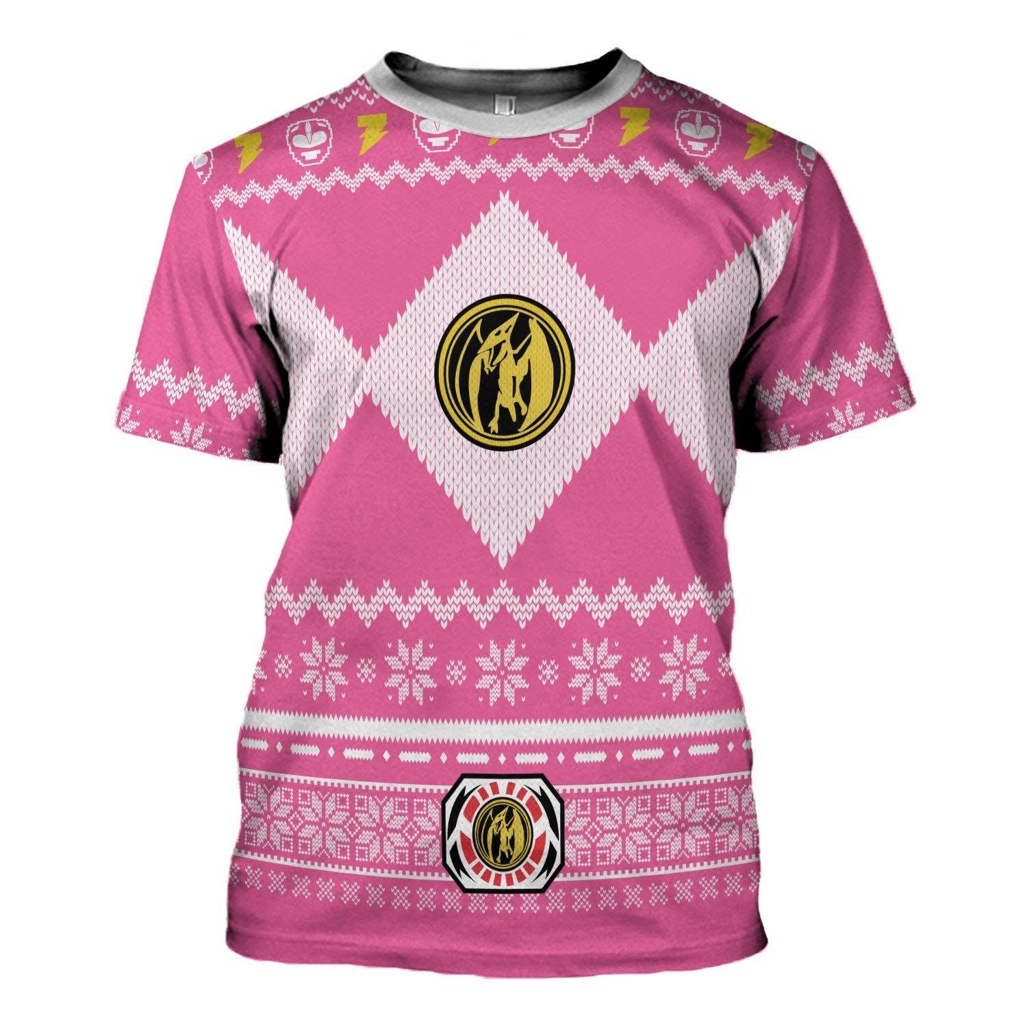 Gearhomie Unisex Tops Pullover Sweatshirt Pink Power Ranger 3D Costumes - Gearhomie.com