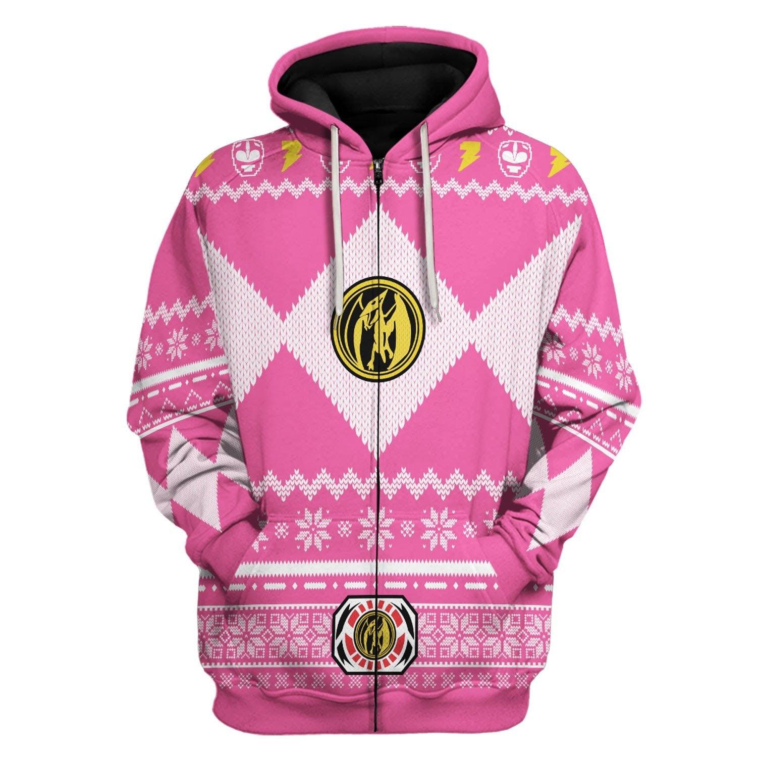 Gearhomie Unisex Tops Pullover Sweatshirt Pink Power Ranger 3D Costumes - Gearhomie.com