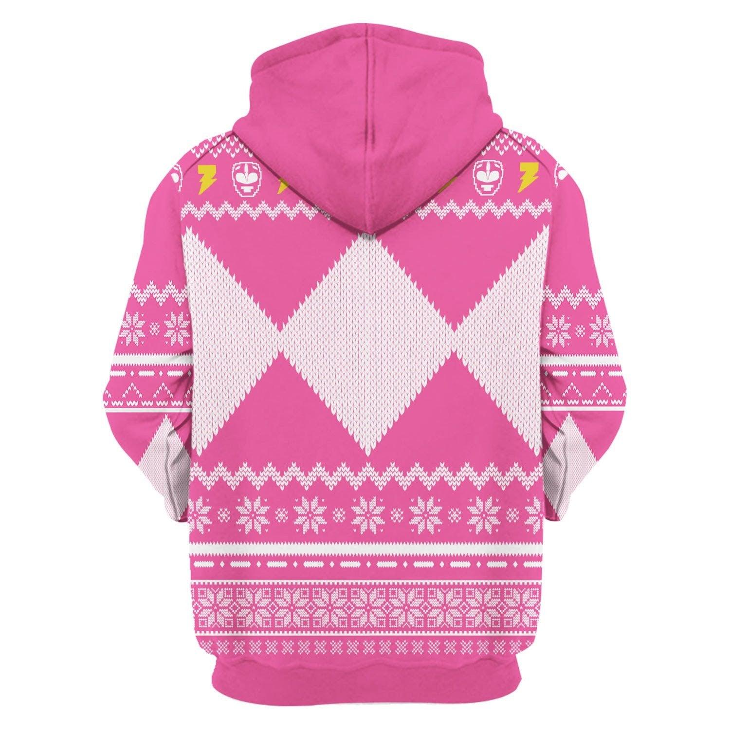 Gearhomie Unisex Tops Pullover Sweatshirt Pink Power Ranger 3D Costumes - Gearhomie.com