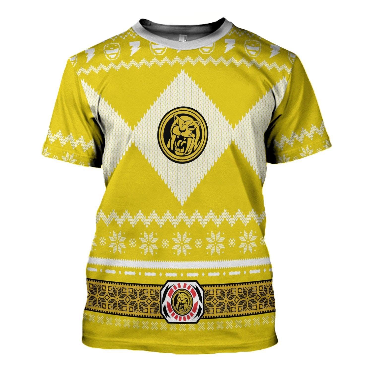 Gearhomie Unisex Tops Pullover Sweatshirt Yellow Power Ranger 3D Costumes - Gearhomie.com