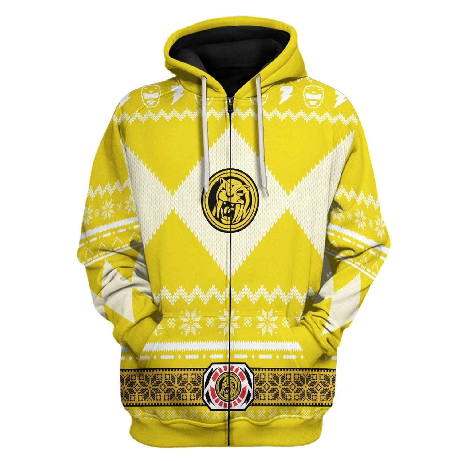 Gearhomie Unisex Tops Pullover Sweatshirt Yellow Power Ranger 3D Costumes - Gearhomie.com