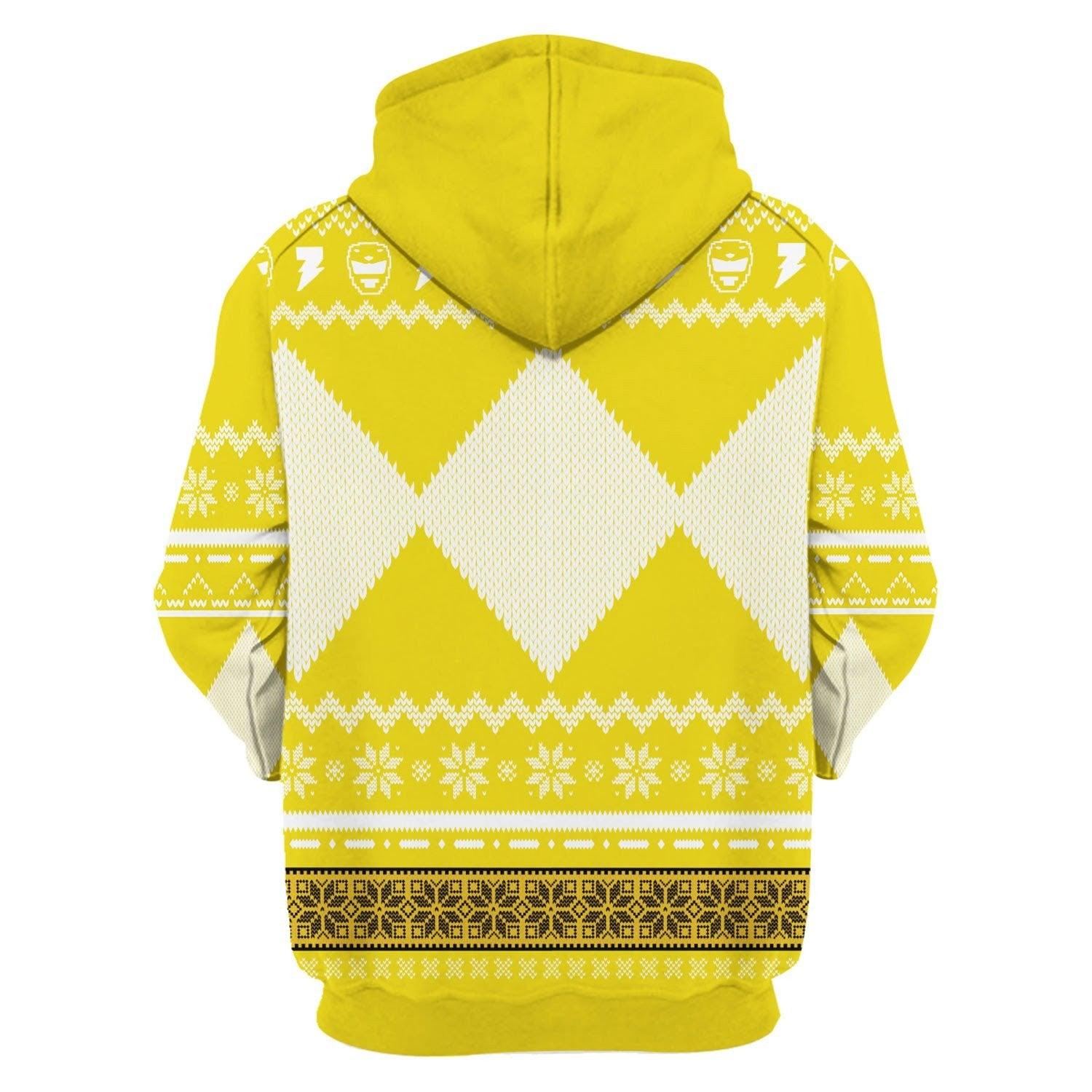 Gearhomie Unisex Tops Pullover Sweatshirt Yellow Power Ranger 3D Costumes - Gearhomie.com