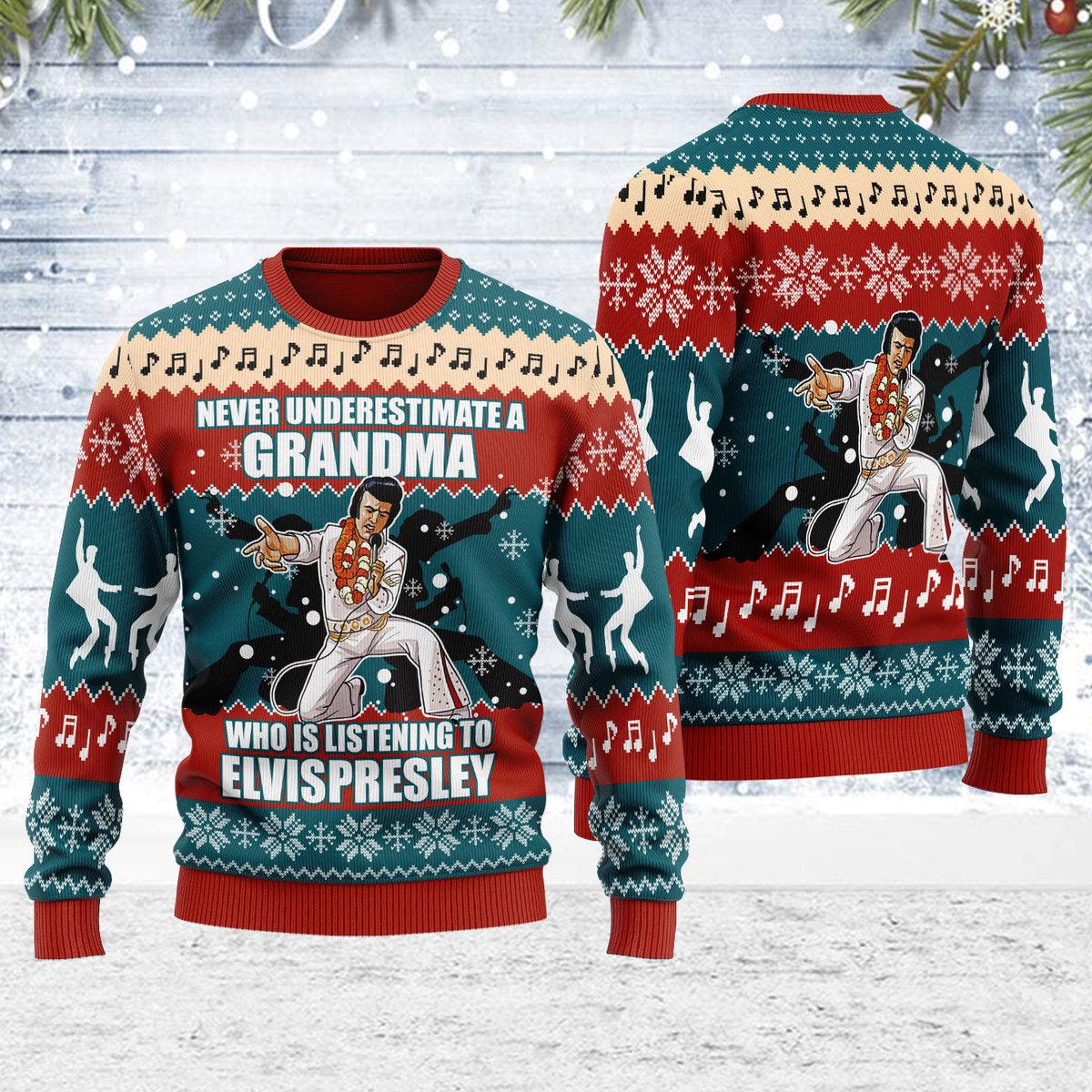 Gearhomie Who is Listening to Elvis Christmas Ugly Sweater - Gearhomie.com