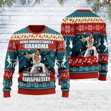 Gearhomie Who is Listening to Elvis Christmas Ugly Sweater - Gearhomie.com