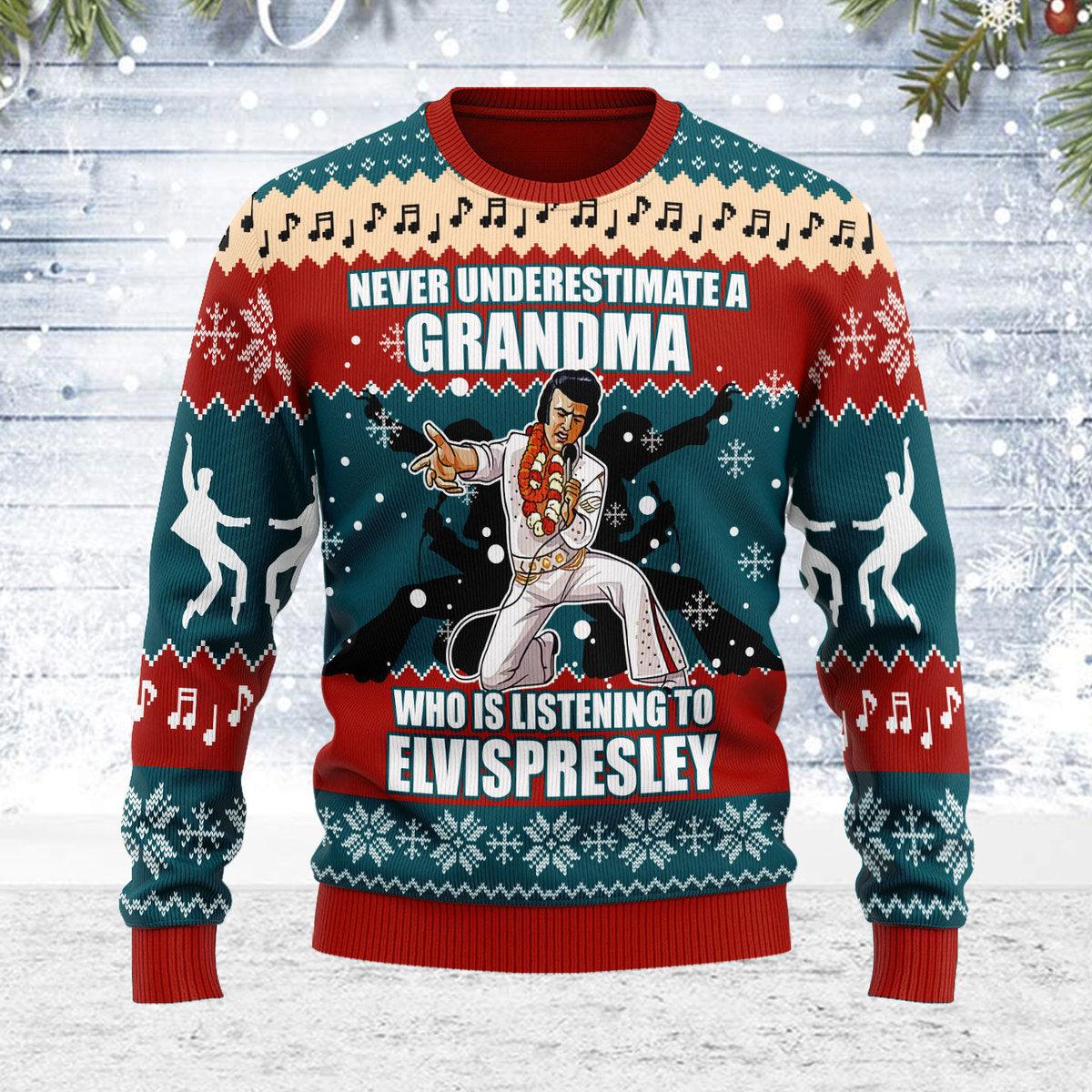 Gearhomie Who is Listening to Elvis Christmas Ugly Sweater - Gearhomie.com