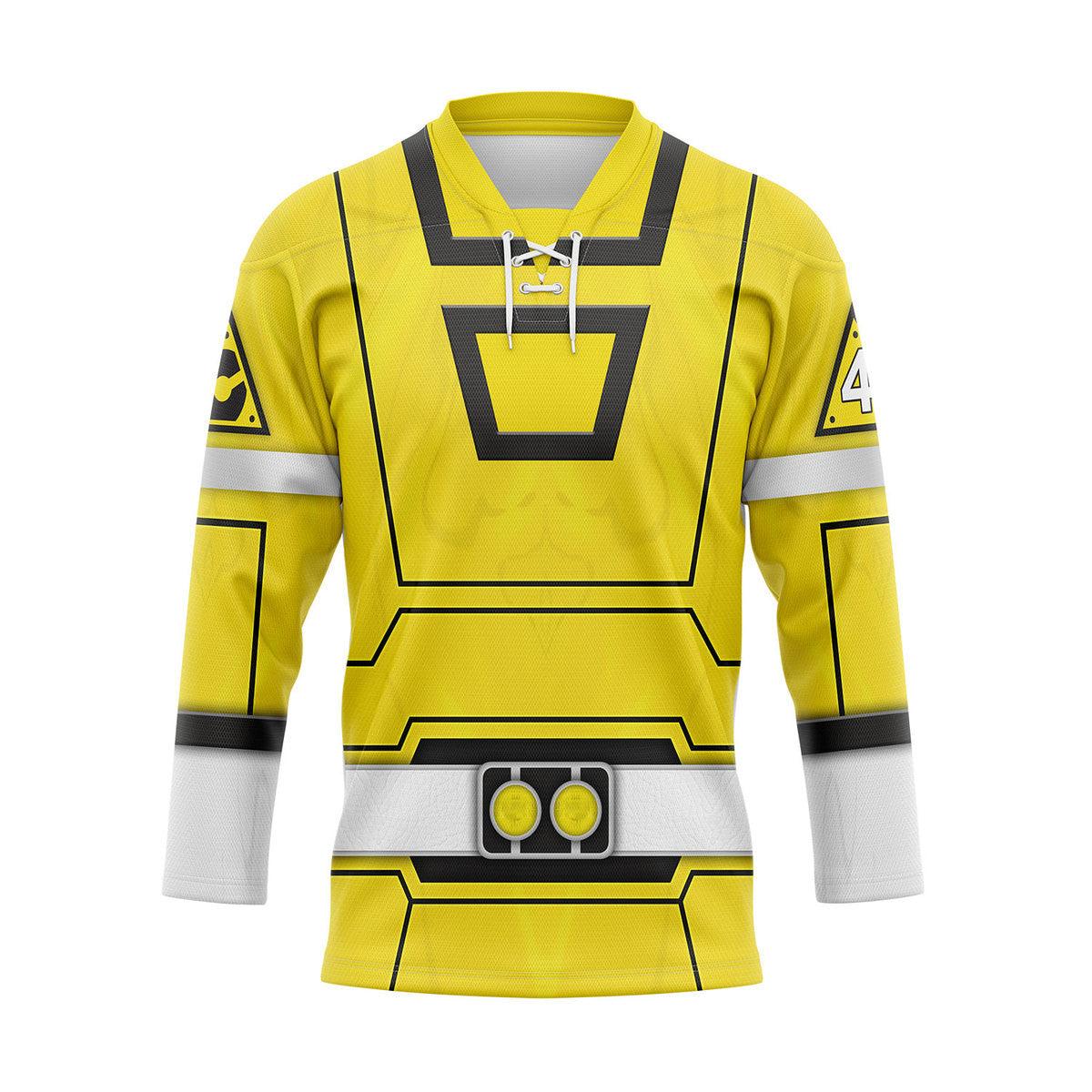 Gearhomie Yellow Power Rangers Turbo Hockey Jersey - Gearhomie.com