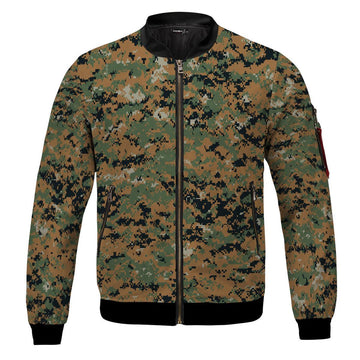 GearHomies American MARPAT Marine pattern Woodland CAMO Bomber Jacket - DucG