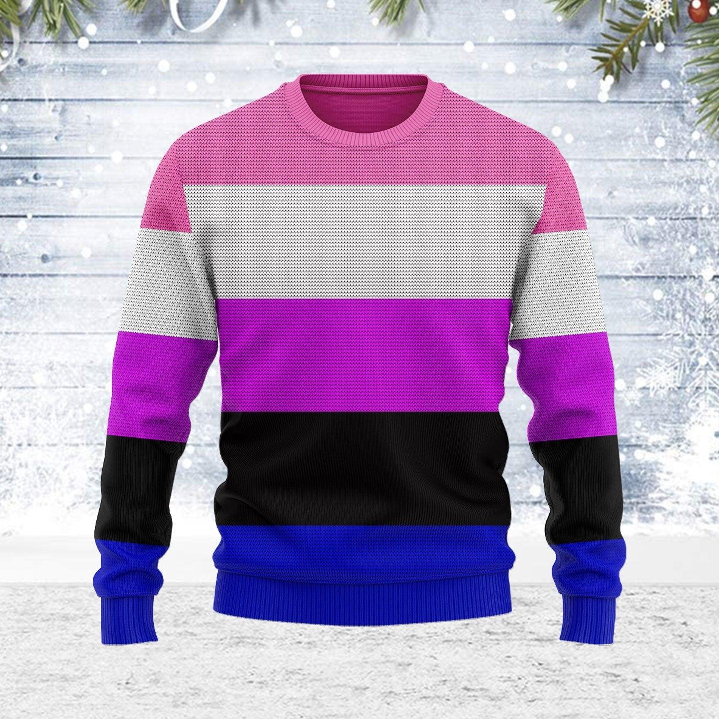Genderfluid Pride Flag Ugly Christmas Sweater - OodieGang