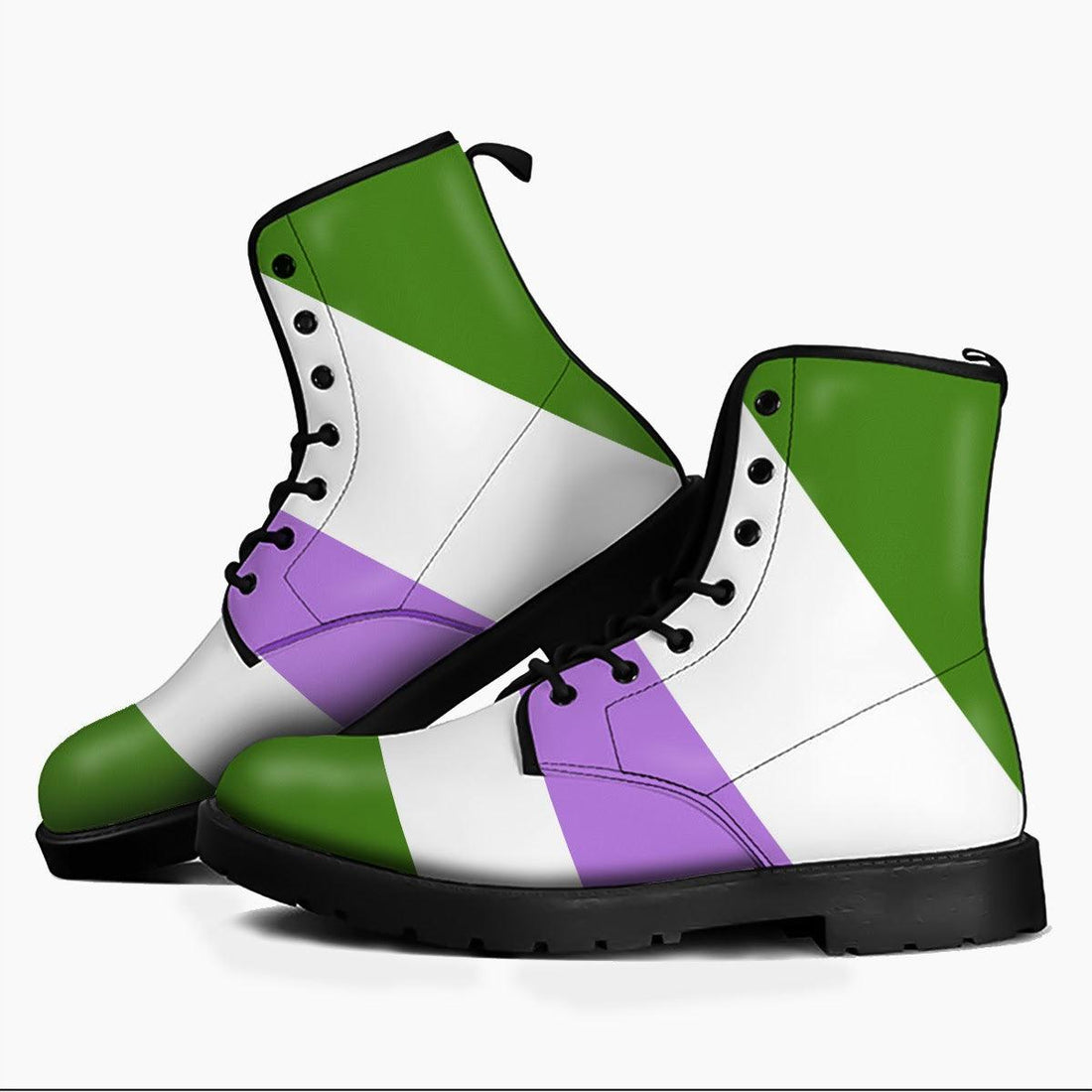 Genderqueer Pride Flag Leather Boots - DucG