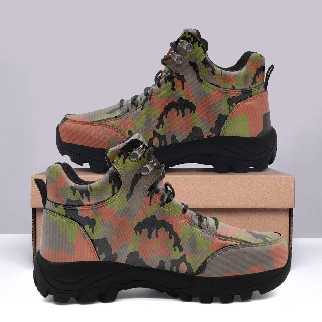 German WWII Leibermuster Camo Hiking Shoes - DucG