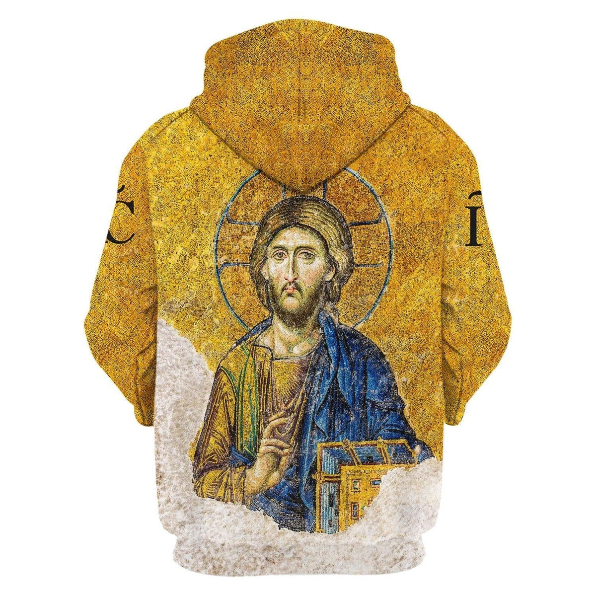 Gold Christian Orthodox Jesus Zip Hoodie - DucG