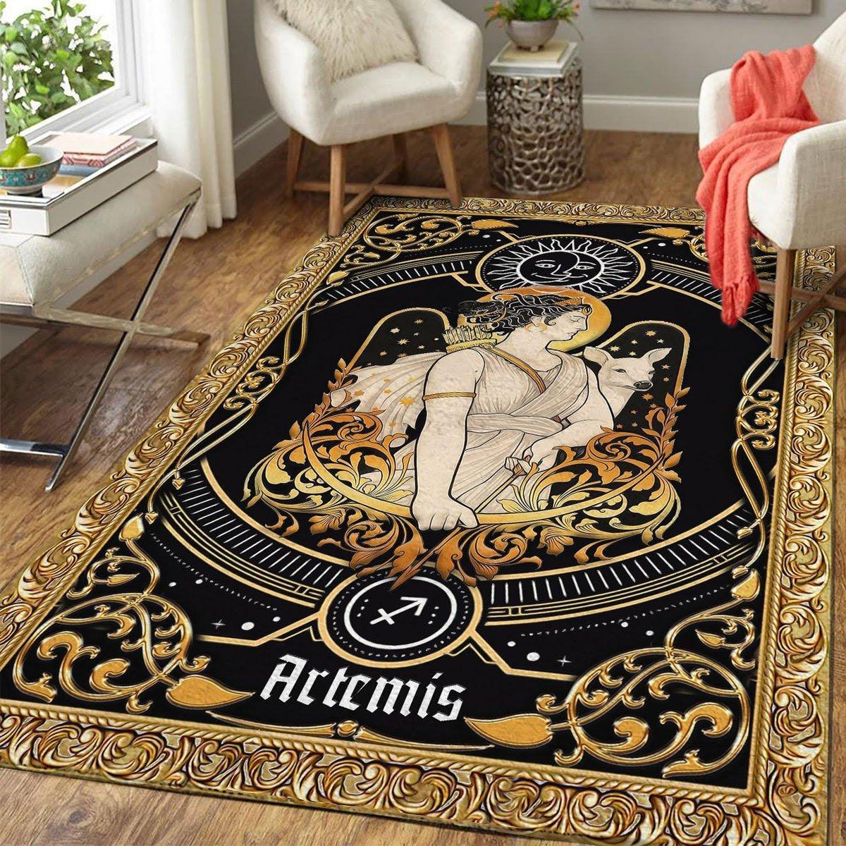 Greek Mythology Artemis Sagittarius Zodiac Rug - DucG
