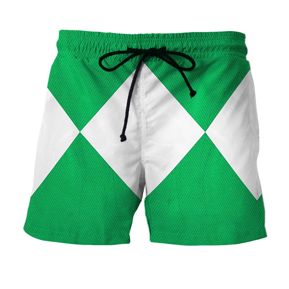 Green Ranger Dragon Shield Hawaiian Shirt Beach Shorts - Gearhomie.com