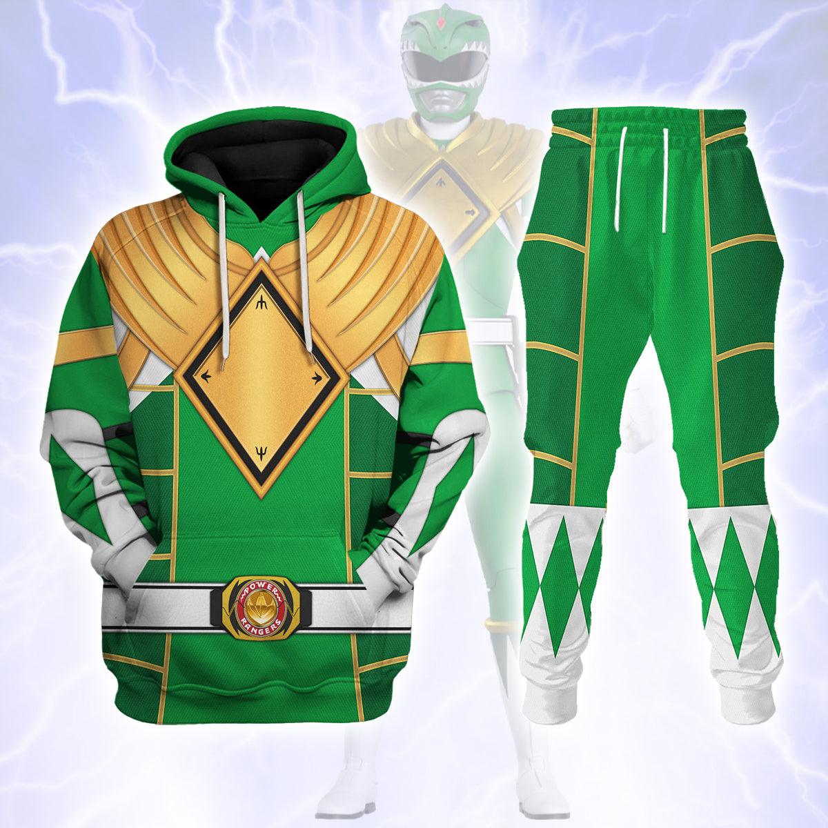 Green Ranger Dragon Shield Mighty Morphin Cosplay Hoodies Sweatshirt T-shirt Hawaiian - Gearhomie.com