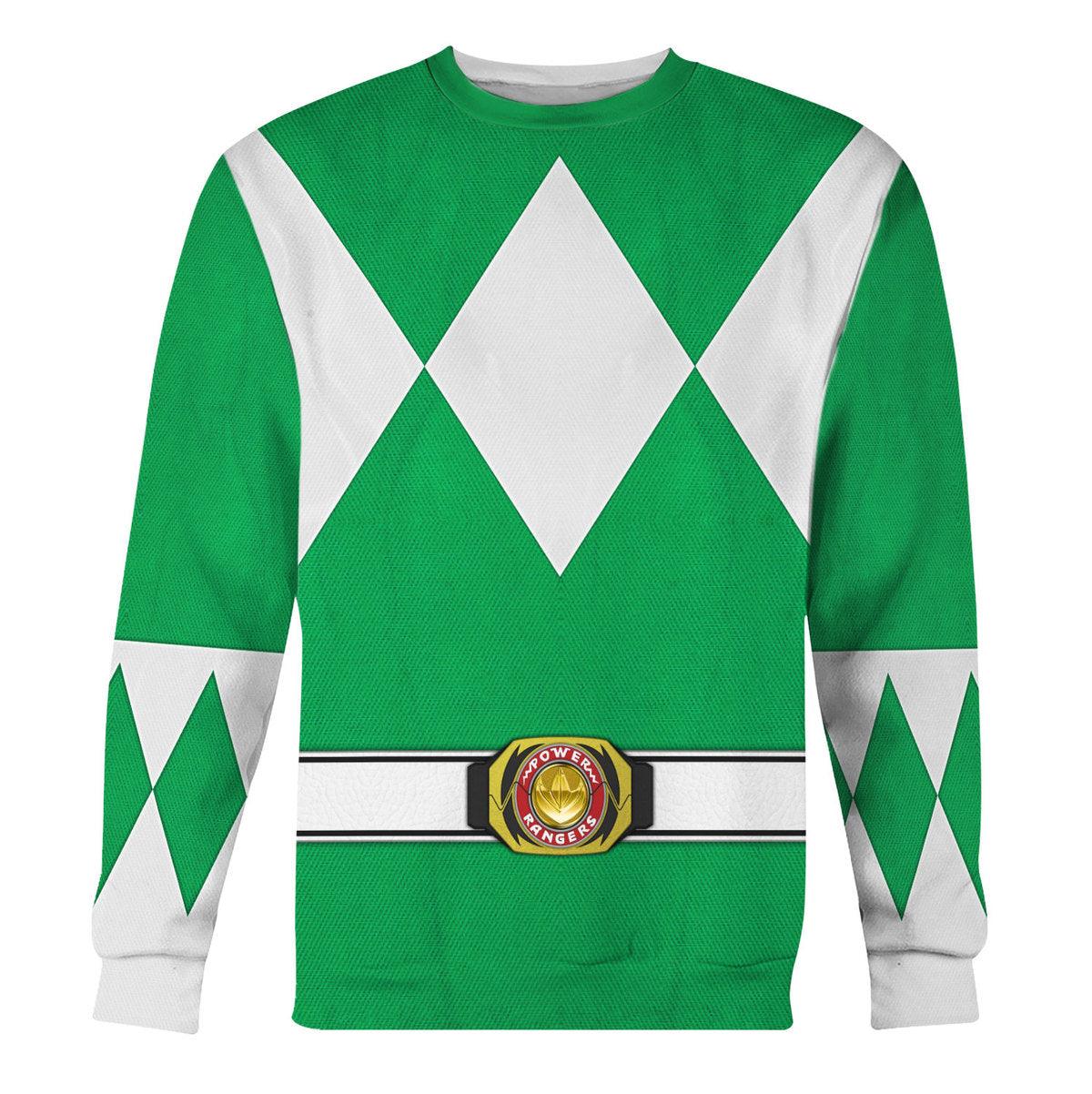 Green Ranger Mighty Morphin Hoodies Sweatshirt T-shirt Hawaiian Tracksuit - Gearhomie.com
