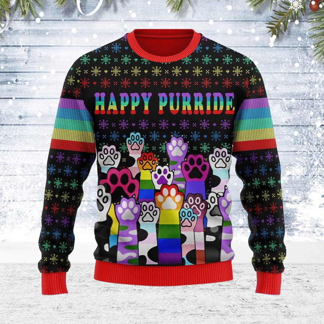 Happy Purride LGBT Ugly Christmas Sweater - OodieGang