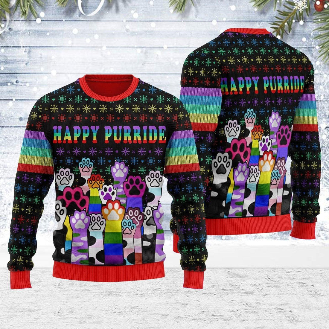 Happy Purride LGBT Ugly Christmas Sweater - OodieGang