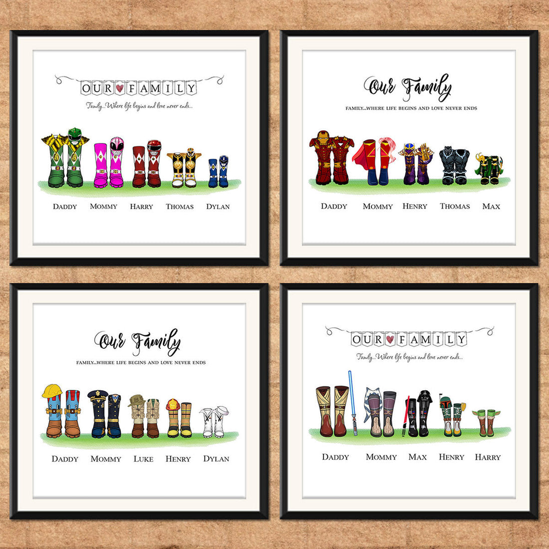 Customized Canvas Poster Wall Art Boot Style Family Tree