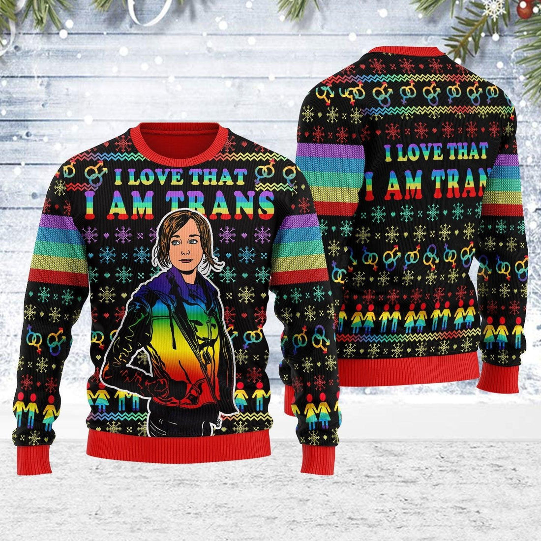 I Love That I Am Trans Ugly Christmas Sweater - OodieGang