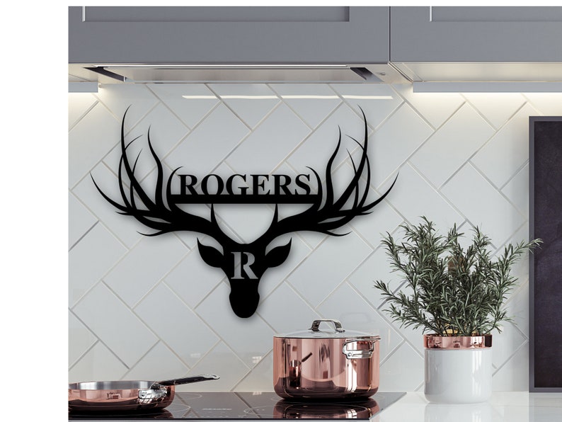 YMskins Custom Deer Last Name Sign Wall Art