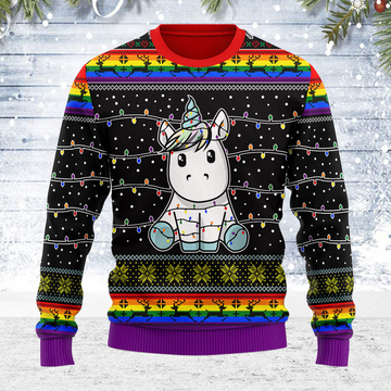 YMskins Ugly Christmas Sweater Unicorn Christmas Tree 3D Apparel