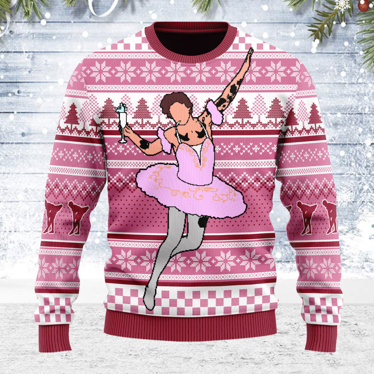 YMskins Ugly Christmas Sweater Ballerina 3D Apparel